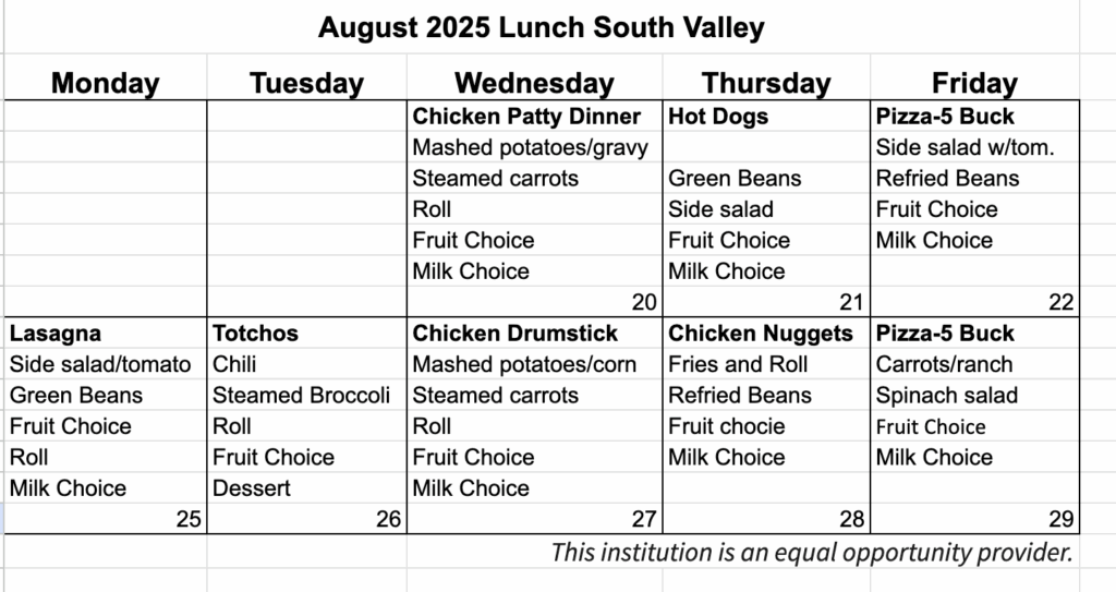 Breakfast Menu Aug 25
