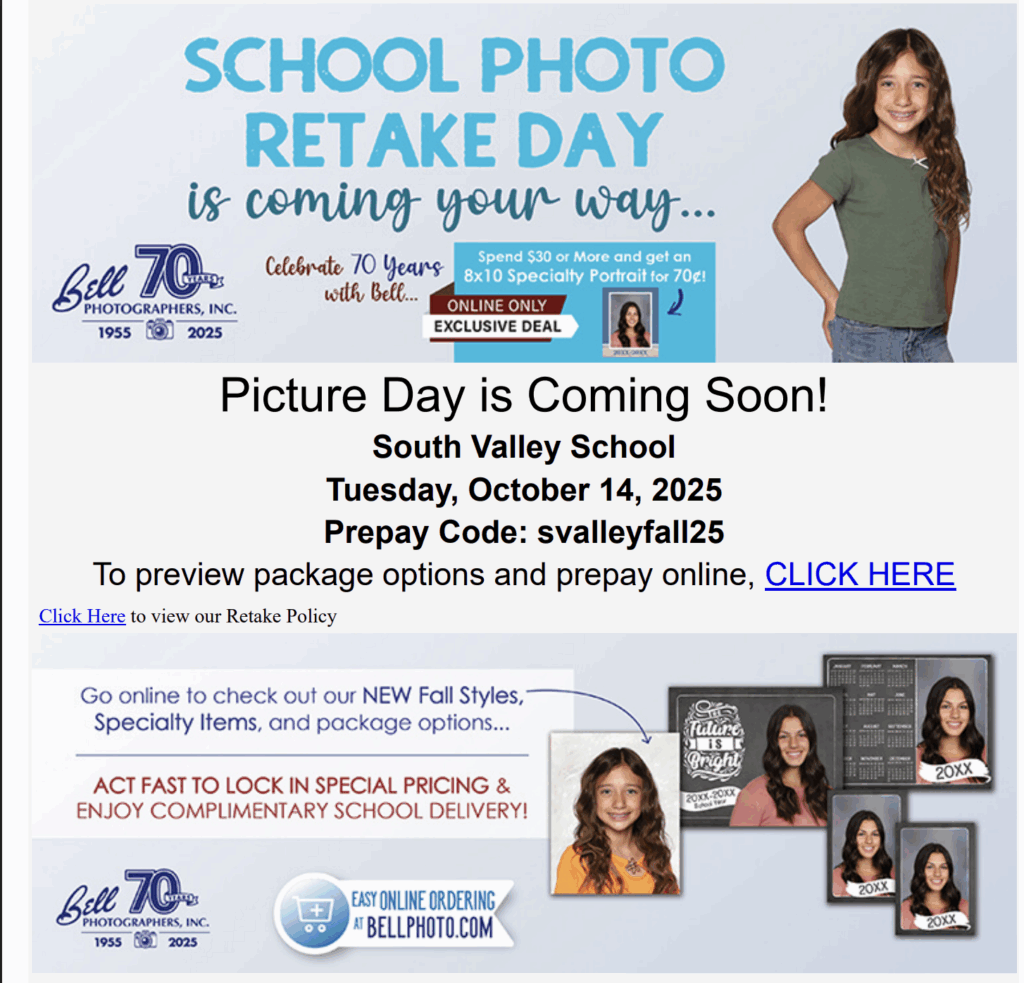 Picture retake day flyer