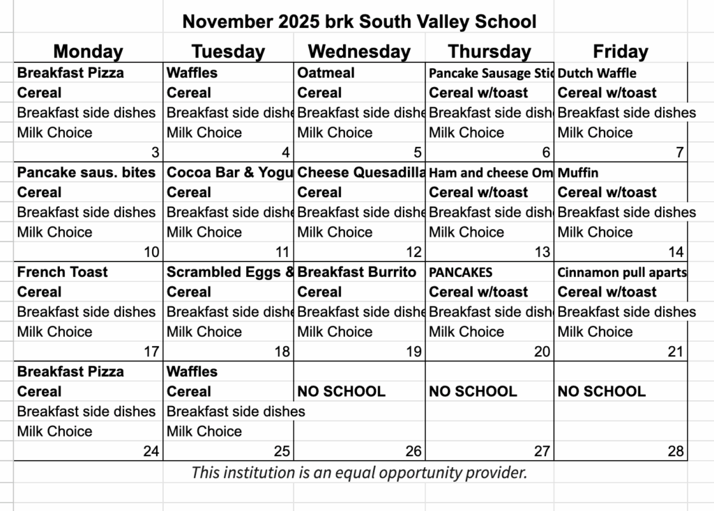 Breakfast Menu Nov 25