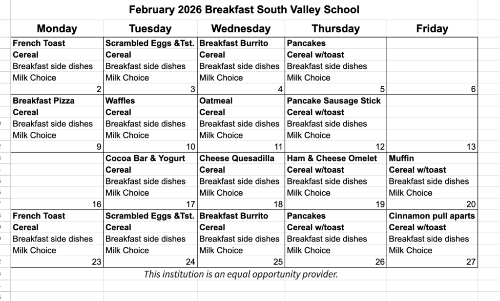 Breakfast Menu Feb 2026