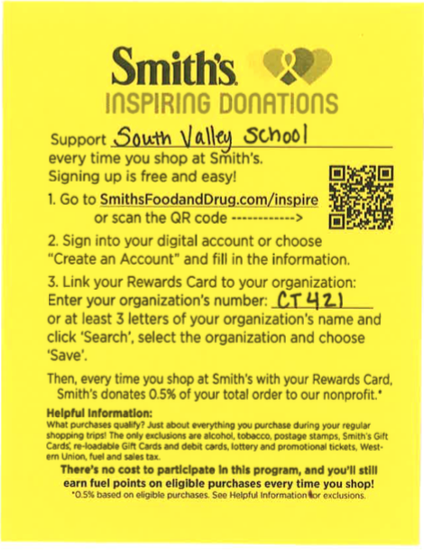 Smith's Donation Flyer